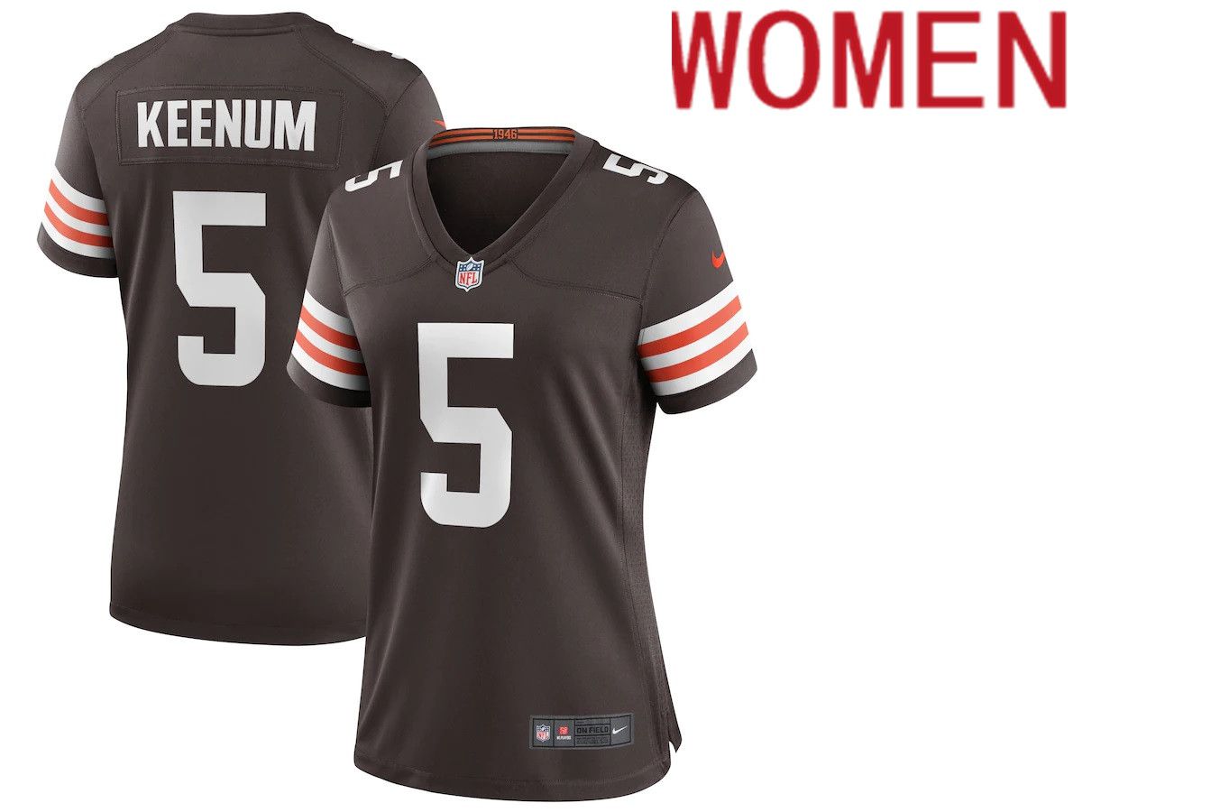 Women Cleveland Browns 5 Case Keenum Nike Brown Player Game NFL Jersey